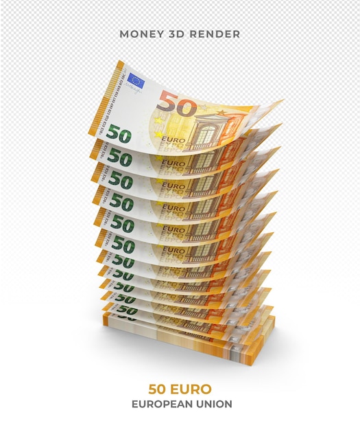 PSD stapel von 50 euro banknoten geld 3d rendern