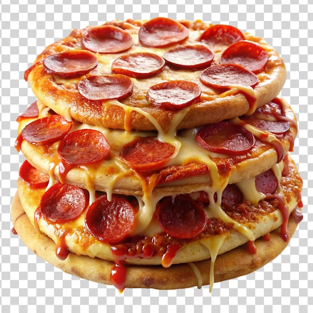 PSD stapel von pepperoni-pizza isoliert auf durchsichtigem hintergrund