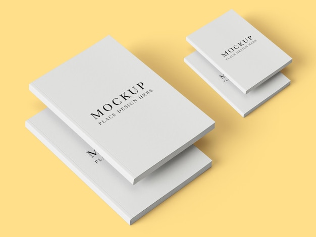 Stapelbuch-Mockup auf gelbem Hintergrund