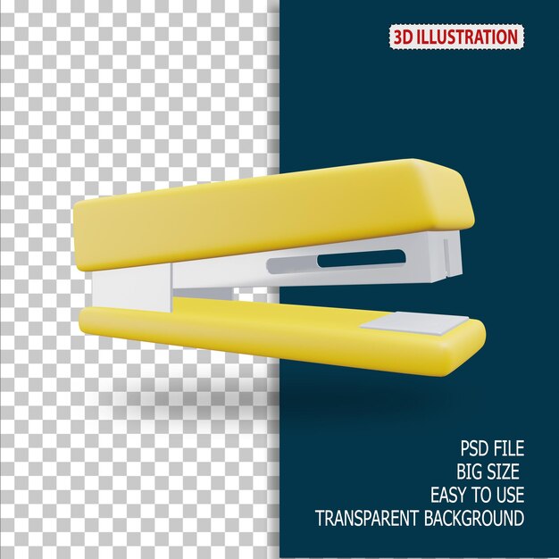 Stapler-Büro 3D-Symbol-Illustration mit durchsichtigem Hintergrund