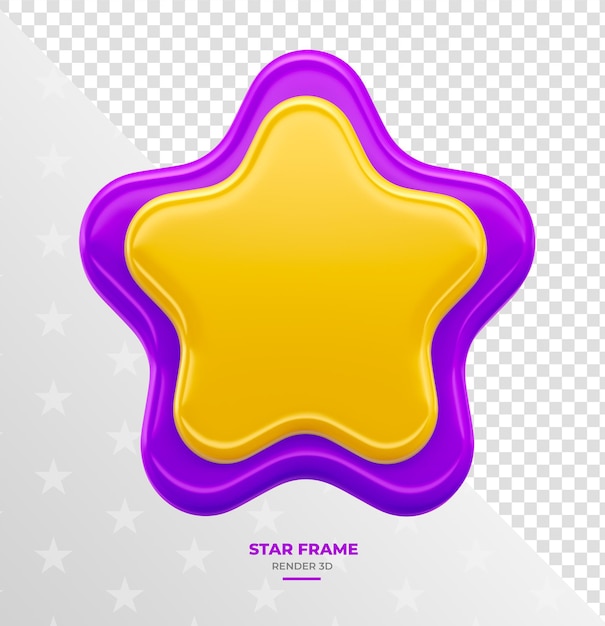 PSD star 3d render dibujos animados morados y amarillos con fondo transparente