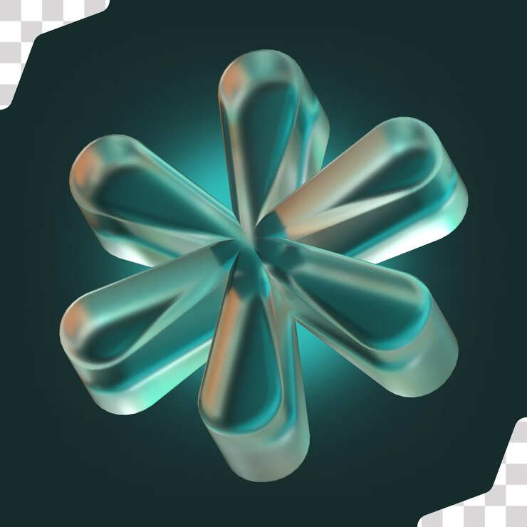 star abstract 3d shape with glass material base