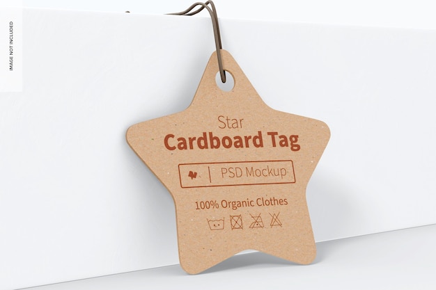 Star Cardboard Tag Mockup, Leaned