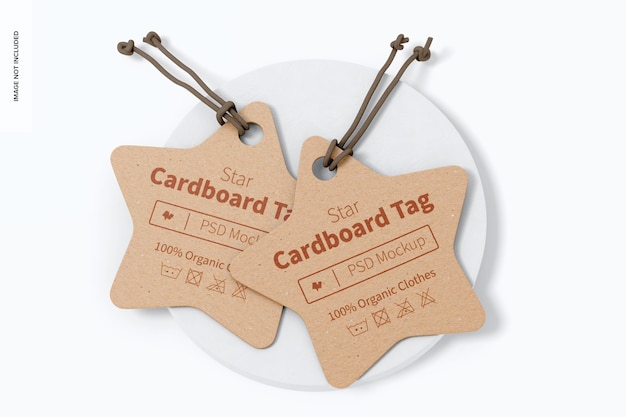 PSD star cardboard tags mockup auf surface