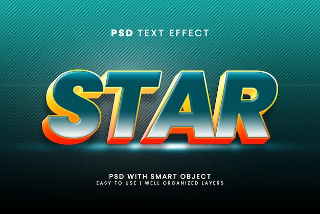 Star editierbarer 3d-texteffekt mit galaxie- und weltraumtextstil