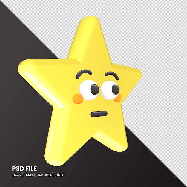 PSD star emoji 3d rendendo rosto vermelho isolado