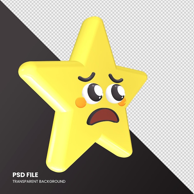 Star emoji 3d rendering plädoyer gesicht isoliert