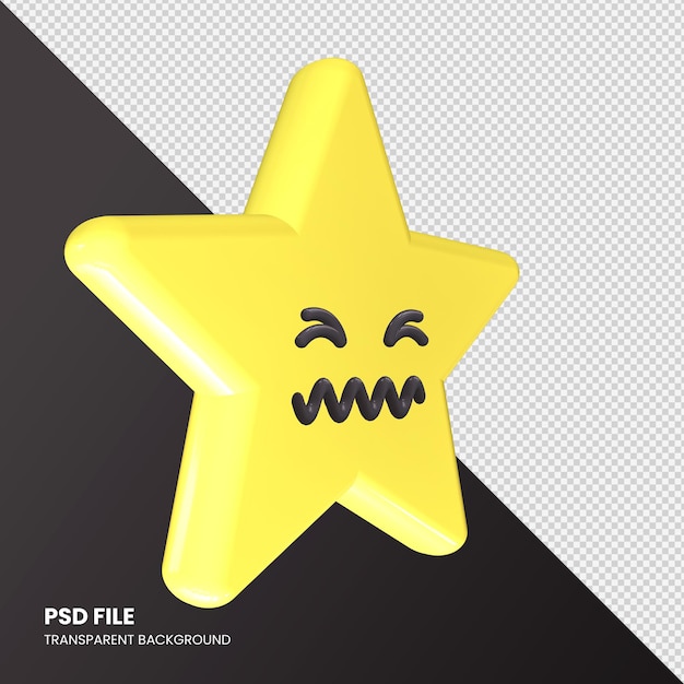 Star emoji 3d renderizado cara confundida aislada