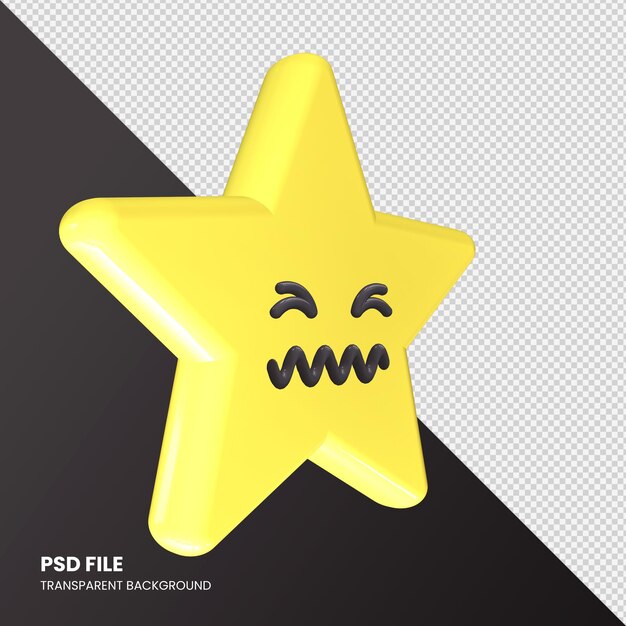 Star Emoji renderização 3D Rosto confuso isolado