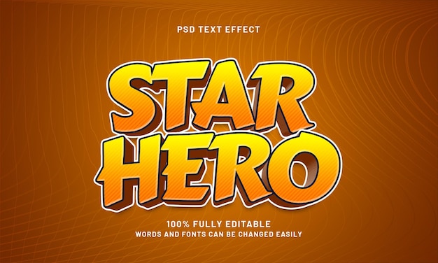 star hero editable text effect with star and space text effect