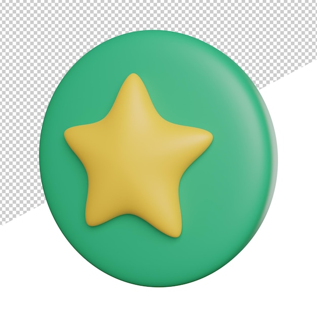Star Mark Favorite side view 3d rendering icono ilustración sobre fondo transparente