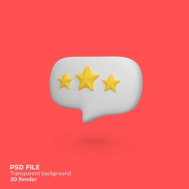 Star-Rating-Benachrichtigung isolierte 3D-Rendering-Ikonen-Illustration