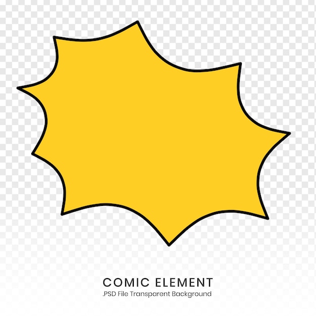 Starburst dans le style de dessin animé badge de bulle de discours jaune fichier psd fond transparent