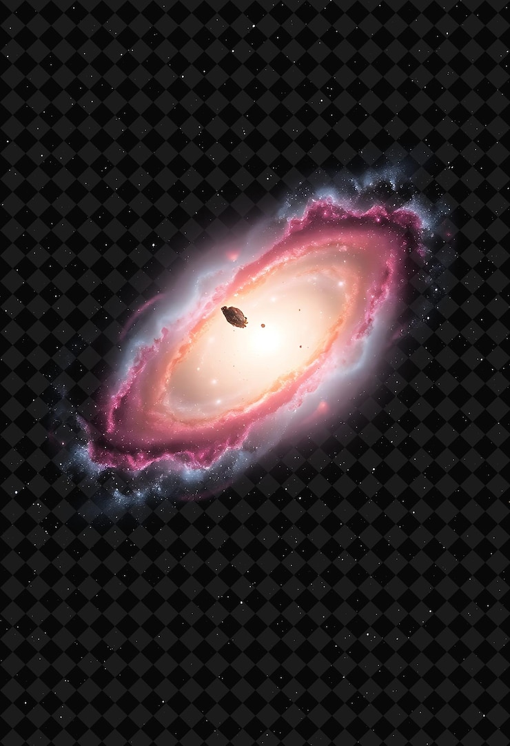 PSD starburst-galaxie-nebel mit intensivem kern, der mit hellweißem und rosa licht ausbricht und mit masse gefüllt ist