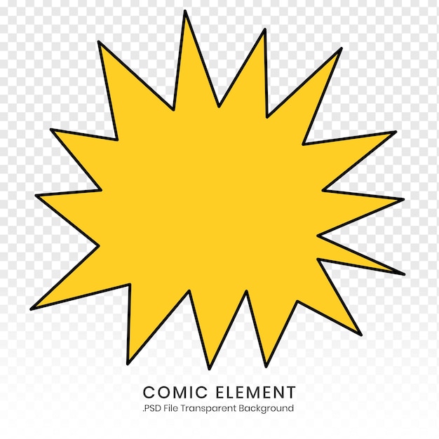 Starburst im Cartoon-Stil gelbe Sprachblase Abzeichen PSD-Datei transparenter Hintergrund