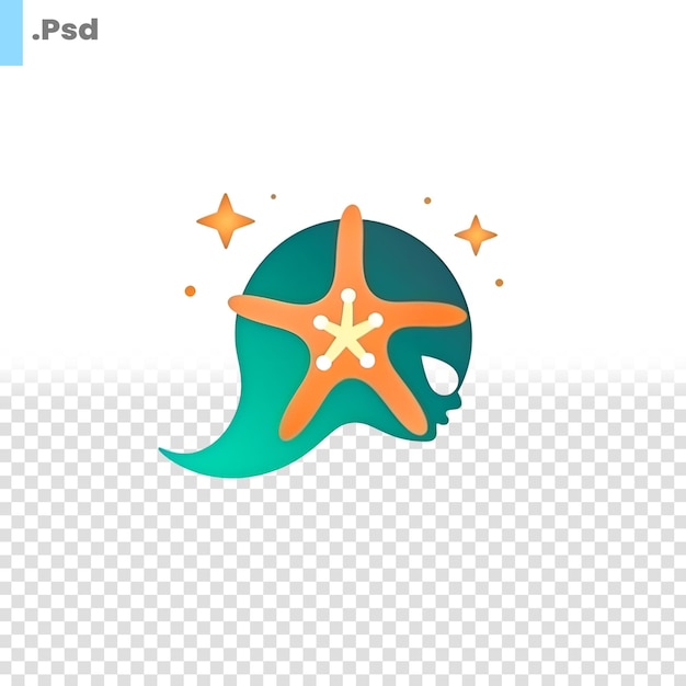 PSD starfish-logo-design für das leben im meer vektorillustration psd-vorlage