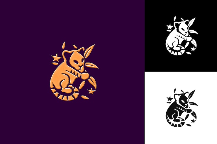 PSD starfruit con silueta de kinkajou y diseño minimalista con diseño vectorial de ilustraciones creativas