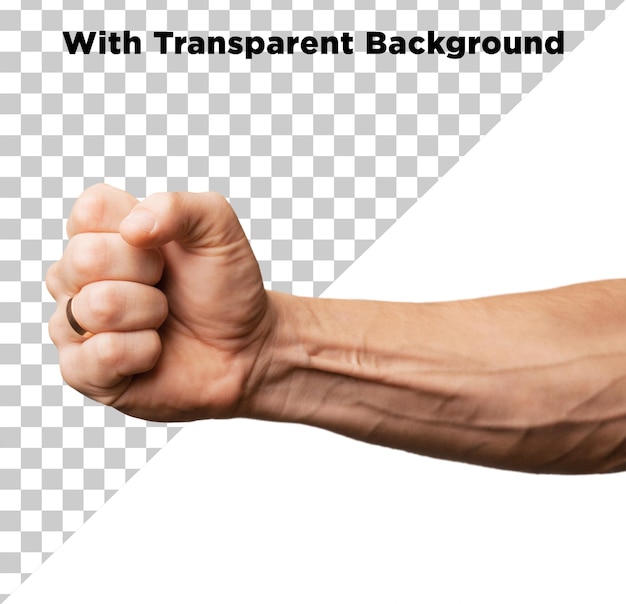 Starke Handgestur Foto PNG PSD mit durchsichtigem Hintergrund