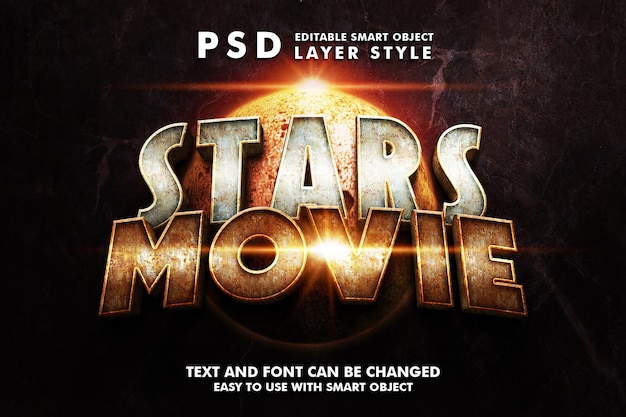 PSD stars movie 3d effet de texte modifiable psd premium