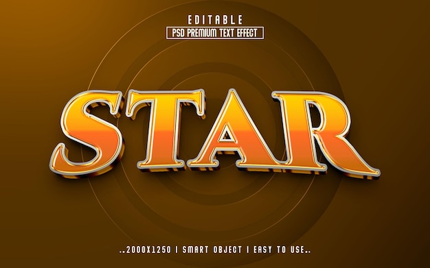 start 3d editable text effect psd with premium background