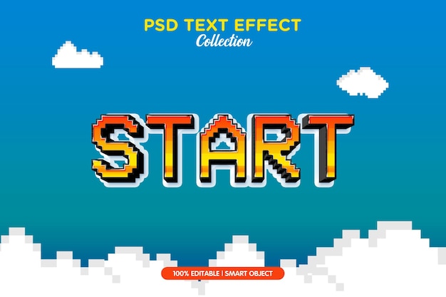 Start-Logotyp-Pixel-Art-Stil-Text-Effekt-Vorlage