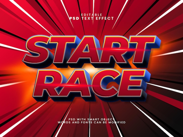 start race text effect