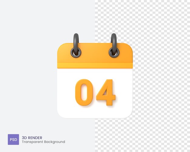 Startdatum des 3d-kalendersymbols vom 04