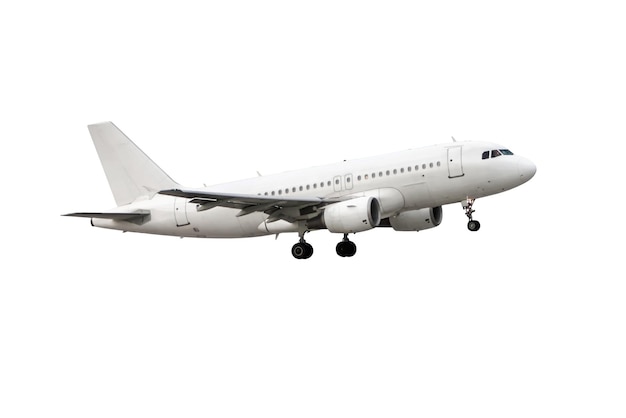 Starten Sie ein weißes Passagierflugzeug isoliert