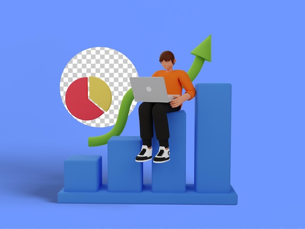 Startup-Wachstumskonzept. 3D-Darstellung