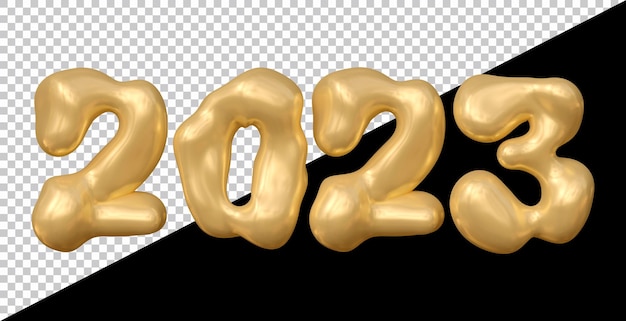 Šťastný Nový rok 2023 s číslem v moderním 3D stylu