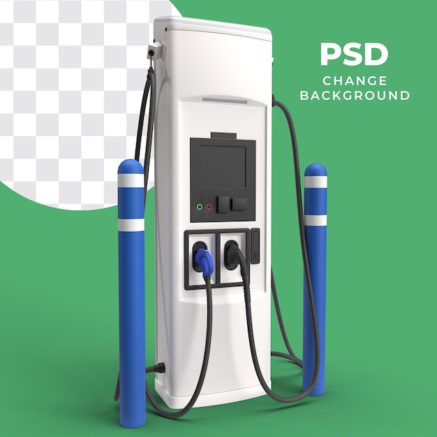 Station de charge électrique moderne avec câbles 3D