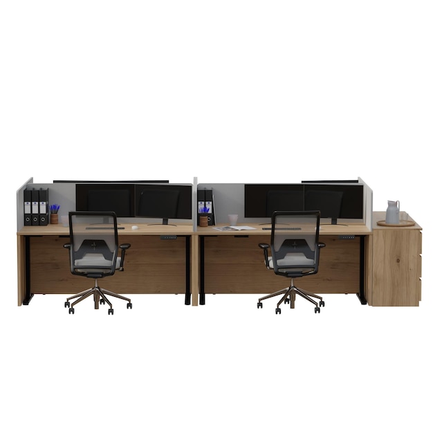 Station de travail de bureau moderne avec des partitions