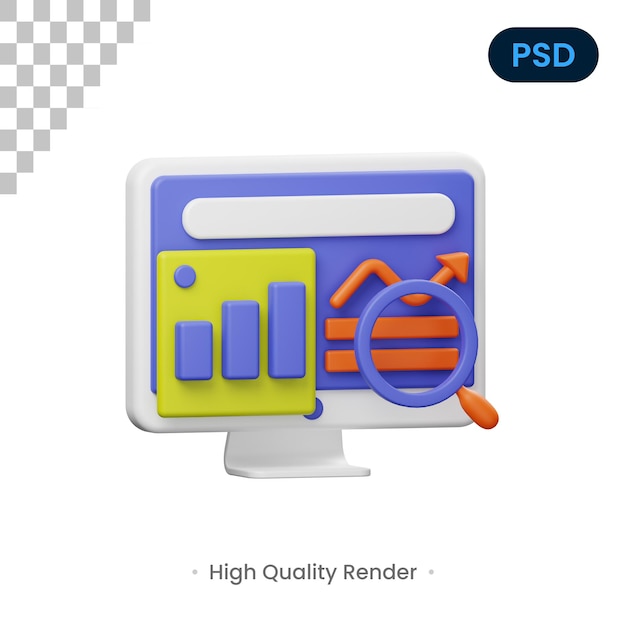 Statistik 3D Render Illustration Premium Psd