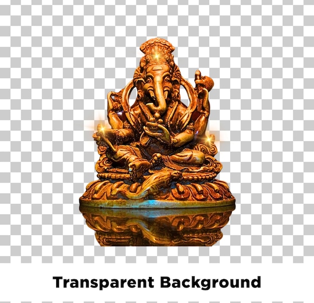 Statua d'oro di Ganesha con sfondo trasparente
