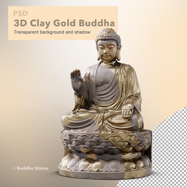 Statua di Buddha 3D in argilla color oro