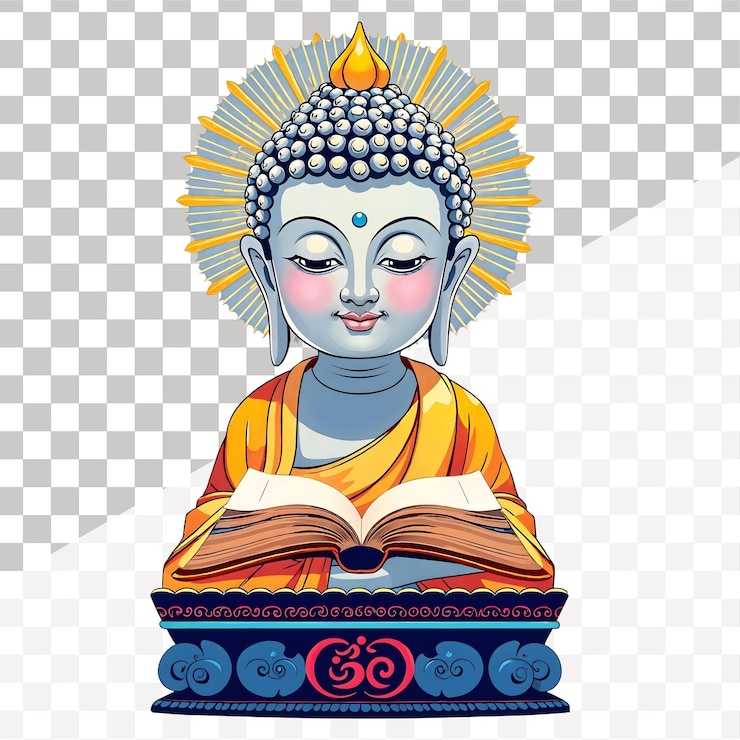 PSD statua di buddha che legge un libro seduta sul posto decorativo