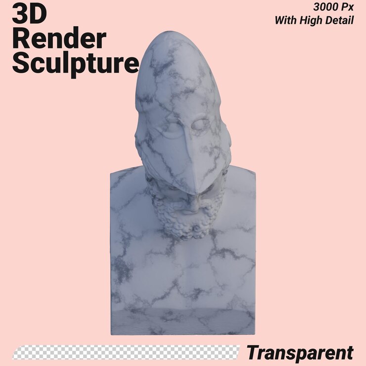 PSD statua di pericle 3d rende isolato perfetto per il vostro design