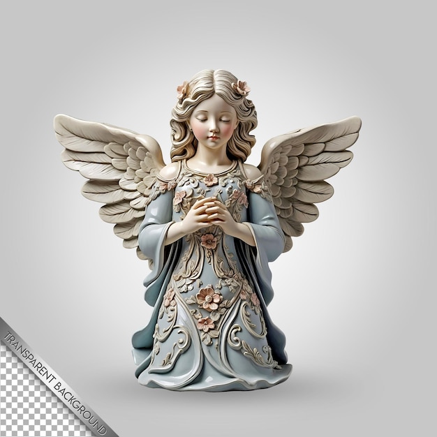 PSD une statue d'ange bleu avec une fleur sur le devant