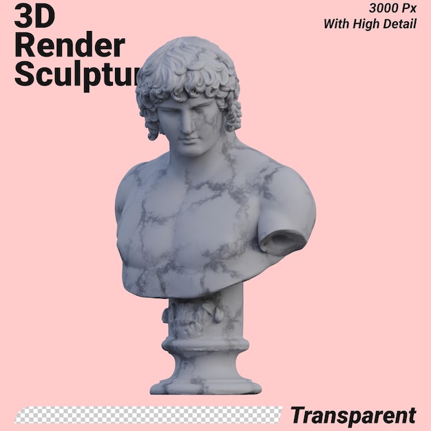 PSD statue antinous 3d rend isolé parfait pour votre conception