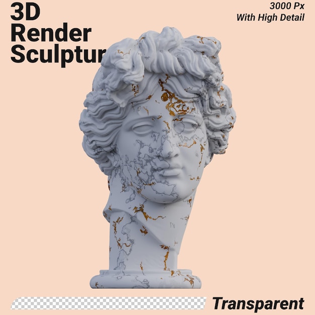 La statue d'Apollo Giustiniani 3D rend isolée parfaite pour votre conception
