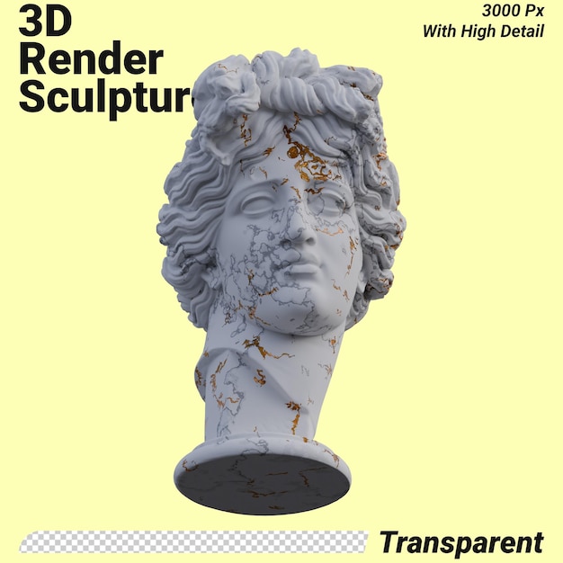 La statue d'Apollo Giustiniani 3D rend isolée parfaite pour votre conception