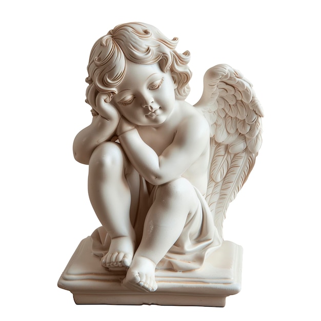 Une statue blanche d'un mignon ange