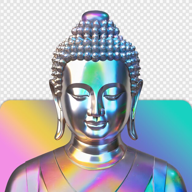 PSD statue de bouddha iridescente isolée en verre