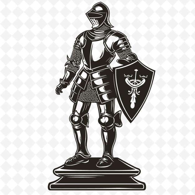PSD une statue d'un chevalier avec un bouclier et un boucliers