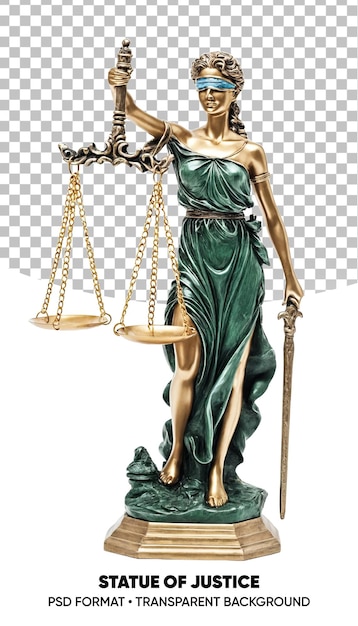 PSD statue der justiz dame mit waage und schwert gesetz png transparenter hintergrund