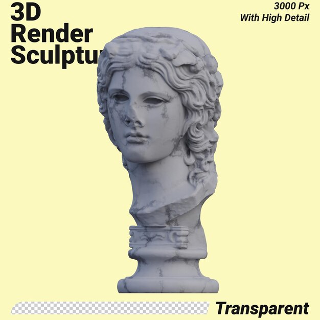 PSD statue de dionysos 3d rend isolé parfait pour votre conception