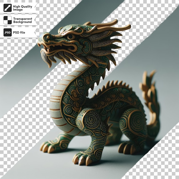 PSD statue de dragon chinois sur fond transparent