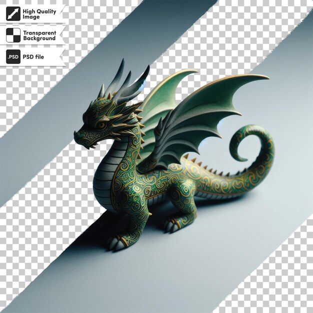 PSD statue de dragon chinois sur fond transparent