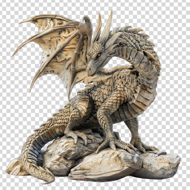 PSD une statue d'un dragon avec un dragon sur sa tête