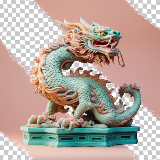 PSD statue de dragon de style chinois sur fond transparent